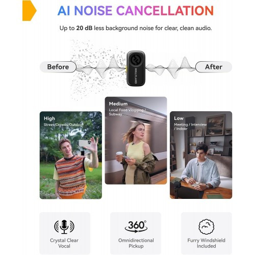 میکروفن بی سیم هالی لند مدل Hollyland LARK A2 solo با درگاه اتصال USB-C