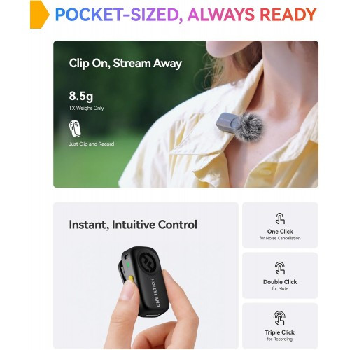 میکروفن بی سیم هالی لند مدل Hollyland LARK A2 mini duo با درگاه اتصال USB-C