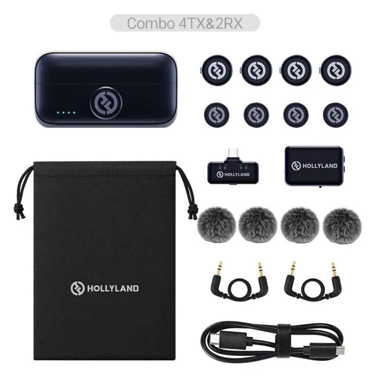 میکروفن یقه ای هالی لند مدل (4TX & 2RX) Hollyland LARK M3 COMBO
